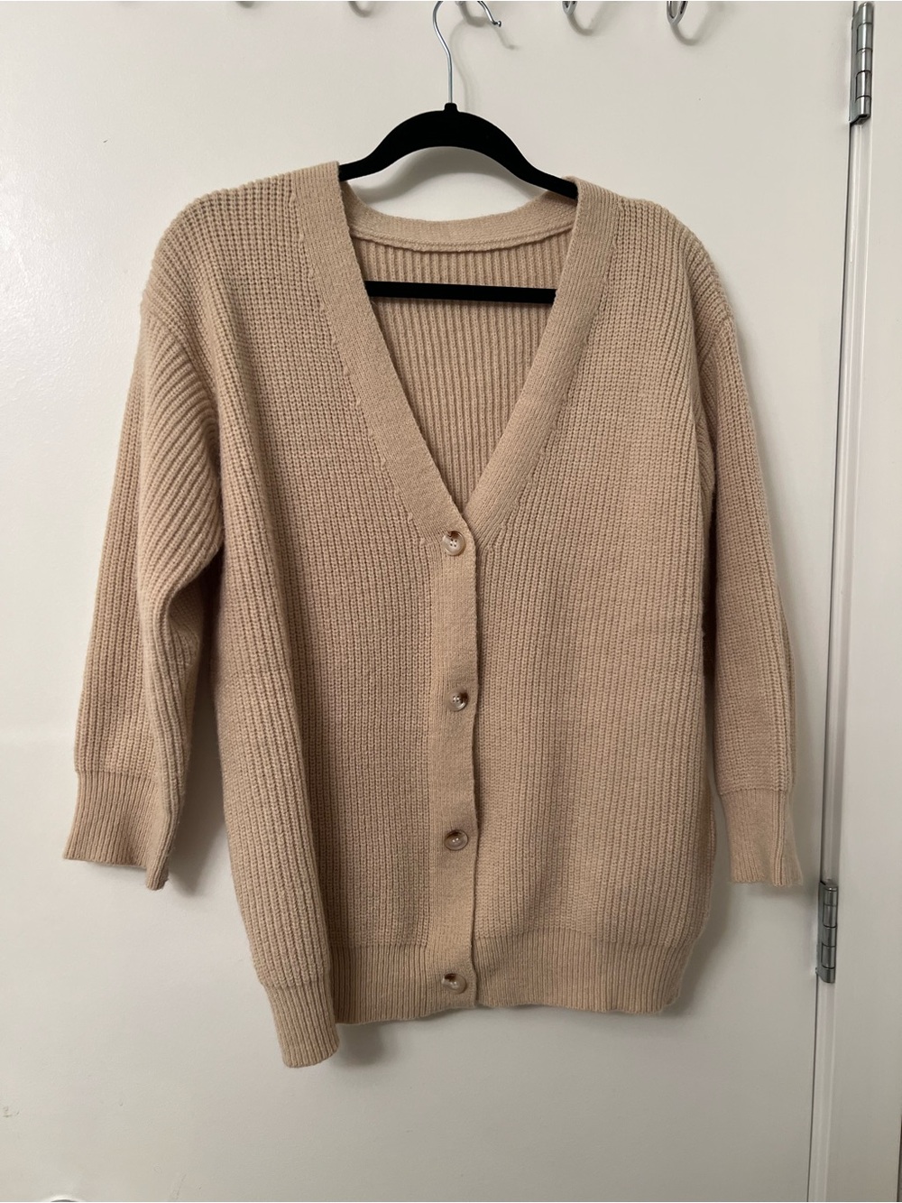 Beige Button‑Front Cardigan – Size Medium - Picture 3 of 6
